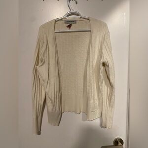 CONTEMPORAINE Cream Cable Knit Open Cardigan Sweater - L